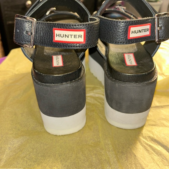 Hunter Black Platform Buckle Sandals with White Sole - Picture 4 of 9